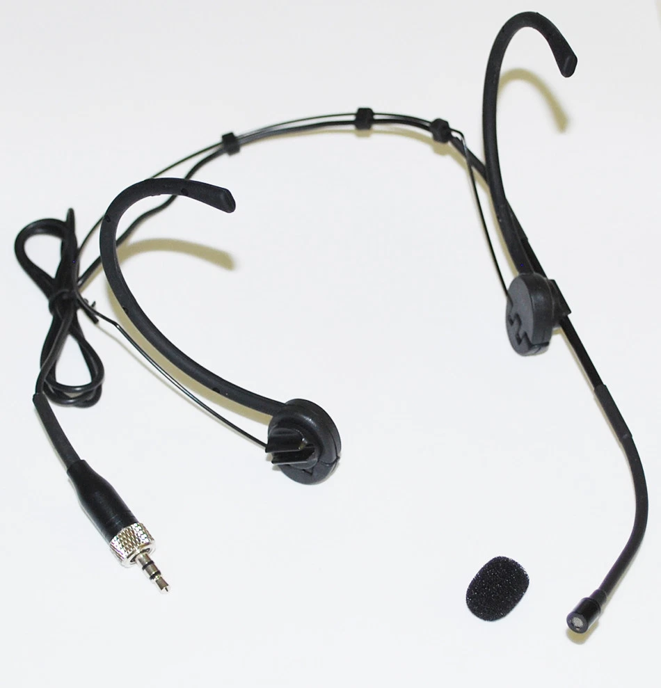 Foldable Headset Mic Headworn Microphone for Sennheiser Wireless Black
